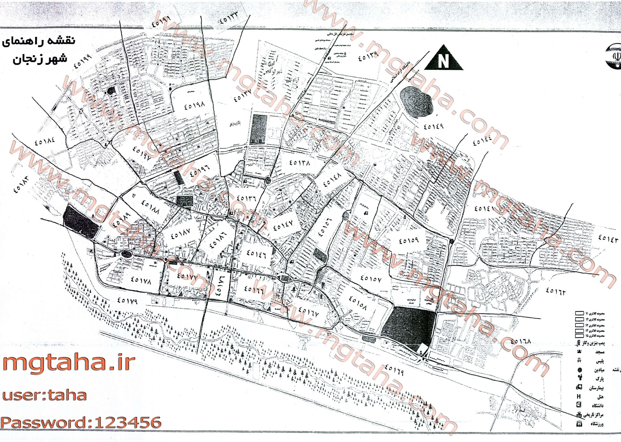 نقشه کد پستی زنجان